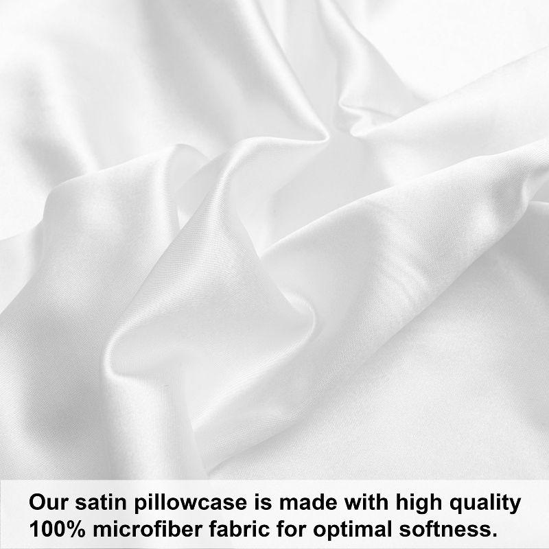 2 Pack Satin King Pillowcases for Hair and Skin, Luxurious Pillow Cases with Envelope Closure, 20x36 Inches, Black - NTBAY