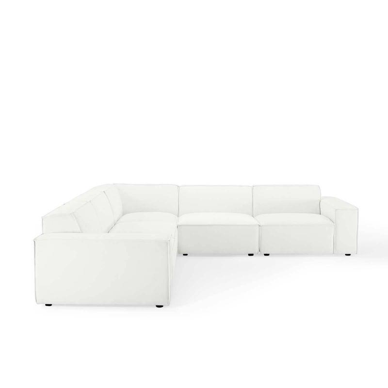 Luxe 5-Piece White Velvet Fabric Sectional Sofa with Ottoman