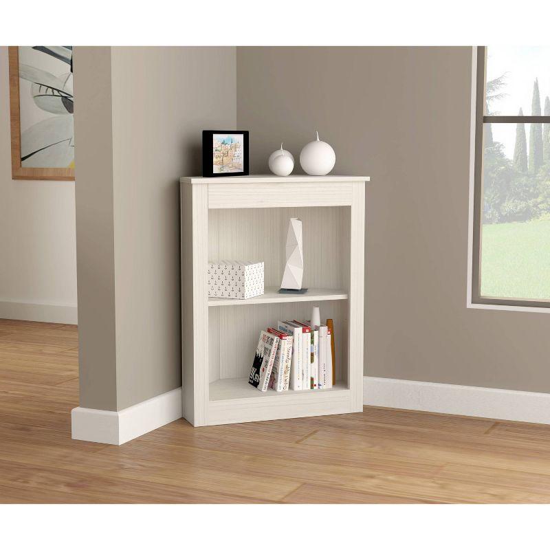 Contemporary Washed Oak Corner Bookshelf with Dual Shelves