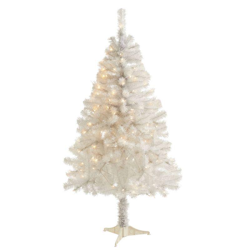 4ft White Pre-Lit Artificial Christmas Tree with Clear LED Lights