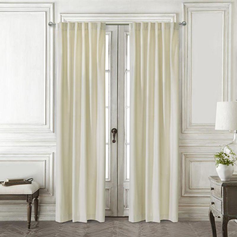 Thermaplus Seren Room Darkening Window Treatment Dual Header Curtain Panel for Bedroom Livingroom 50" x 84" Natural