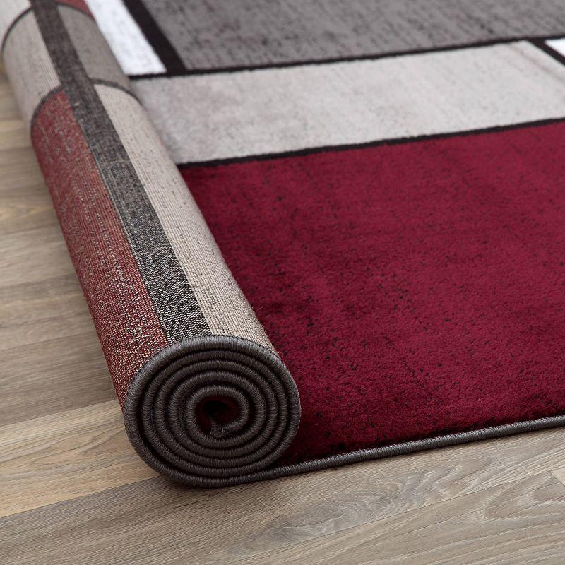 Contemporary Modern Red Geometric 2'x3' Synthetic Area Rug