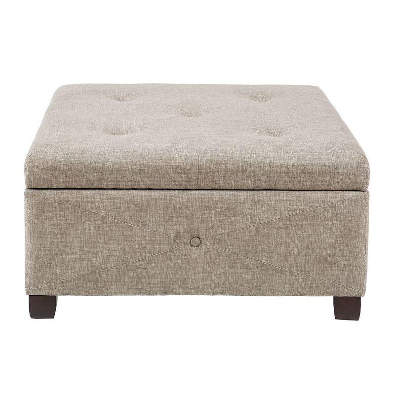Della Button Tufted Square Storage Ottoman