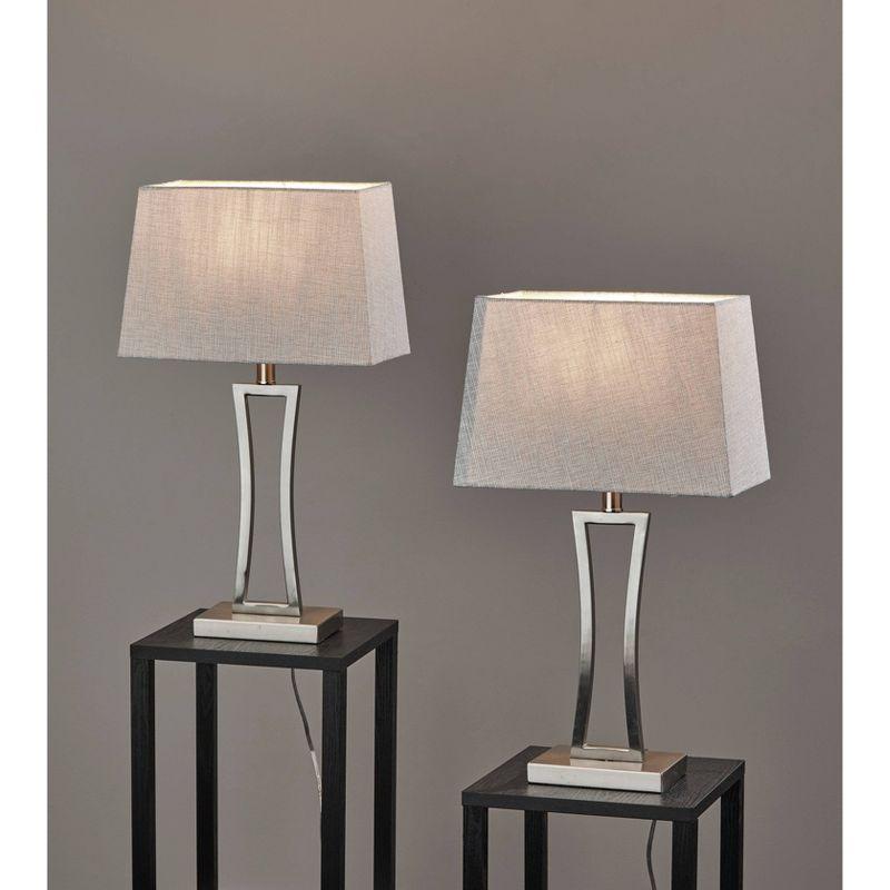 2pc Camila Table Lamps Bonus Silver - Adesso: Modern Metal Bedside Lamp Set, UL Listed, No Assembly Required