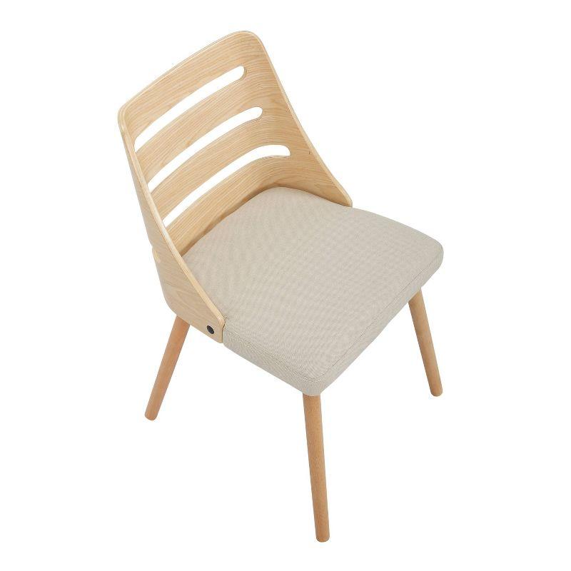 Cream Fabric and Natural Wood Upholstered Ladderback Side Chair