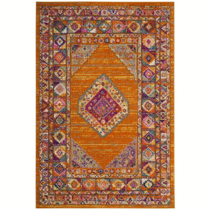 Vibrant Orange/Fuchsia Synthetic 5'1" x 7'6" Easy-Care Area Rug