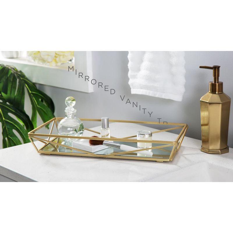 Square Gold Mirrored Glass Vanity Tray