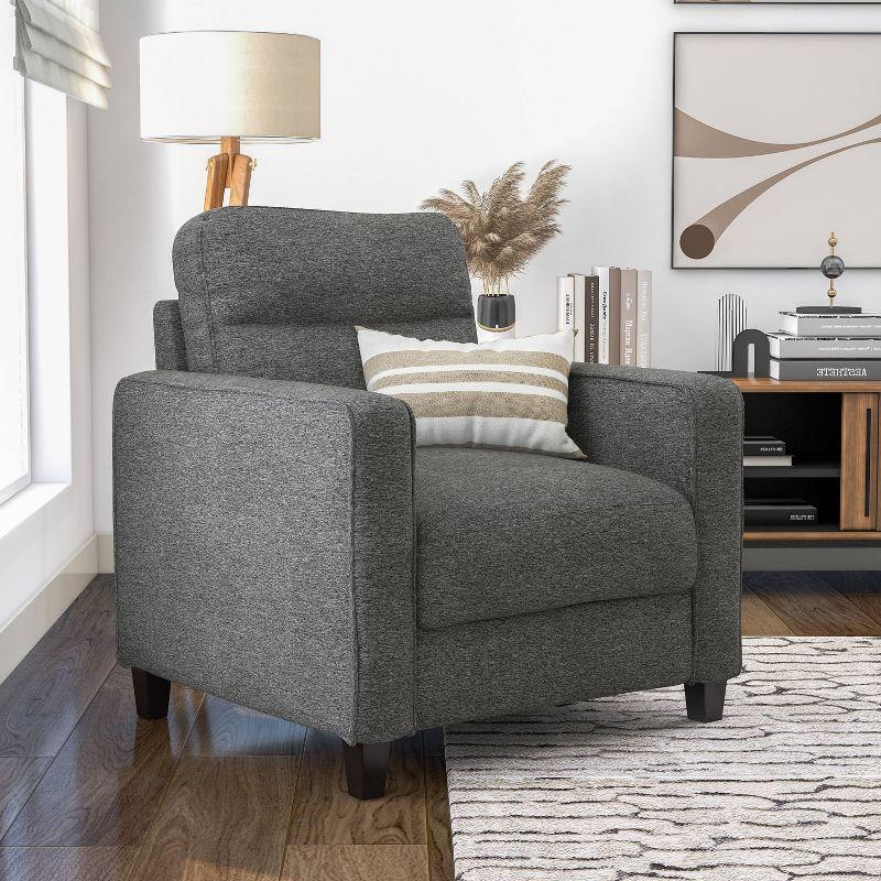 Gray Handcrafted Wood Frame Accent Chair with Plush Cushions