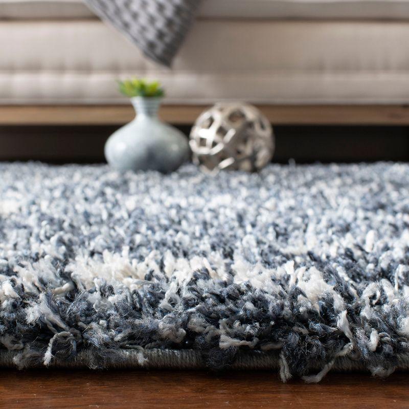 Pro Lux Shag PLX434 Power Loomed Indoor Area Rug - 5'x8' - Blue/Creme - Safavieh