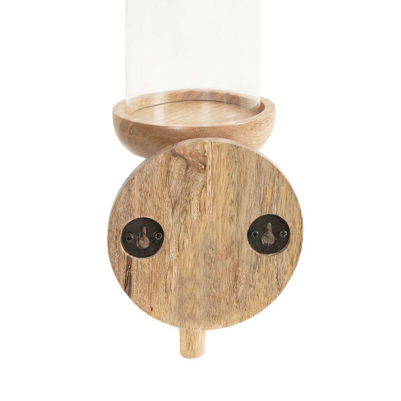 Kate and Laurel Shae Wood and Glass Wall Sconce, 5x5x13, Natural