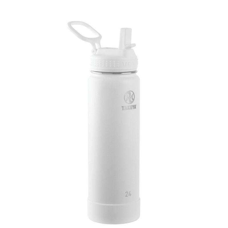 Takeya 24oz Actives Insulated Stainless Steel Water Bottle with Straw Lid - White