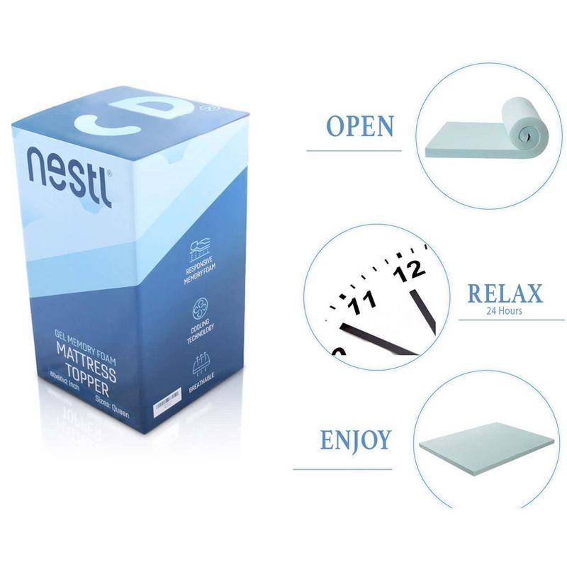 Nestl 4 Inch Memory Foam Mattress Topper, Full Size Gel Infused Mattress Topper