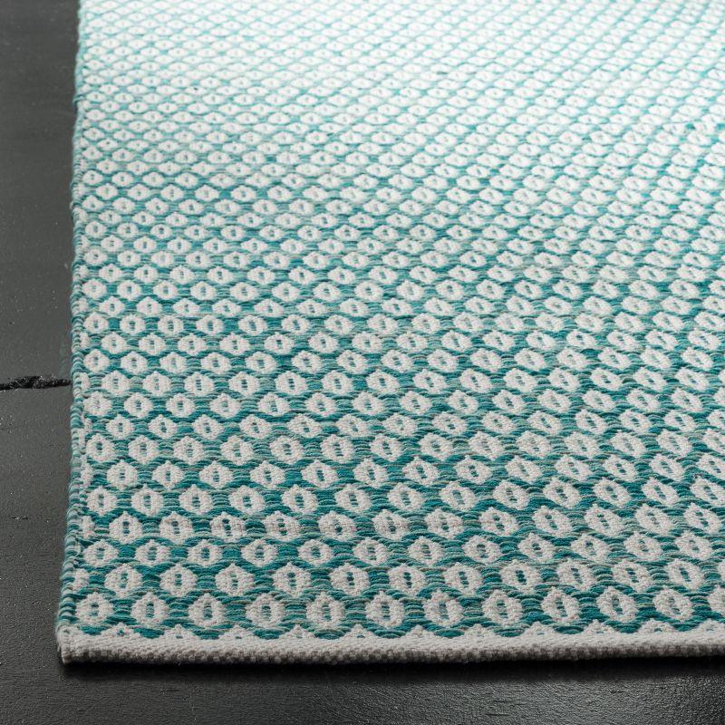 Aqua and Ivory Handwoven Cotton Area Rug, 2' 3" x 5'