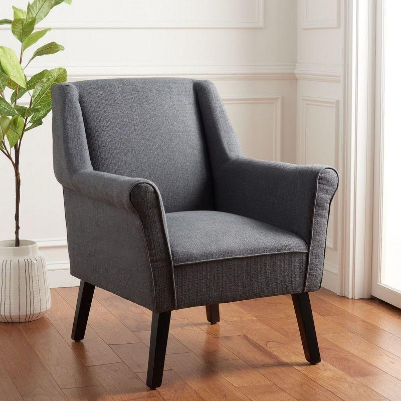 Videl Dark Grey Upholstered Accent Chair with Rolled Arms