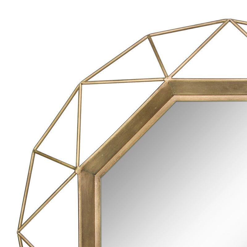28.3" x 28.3" Metal Octagon Decorative Mirror Antique Gold - Stonebriar Collection: Modern Round No Assembly Wall Mount