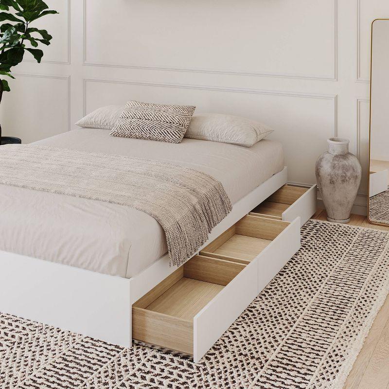 3 Drawer Storage Platform Bed White - Nexera