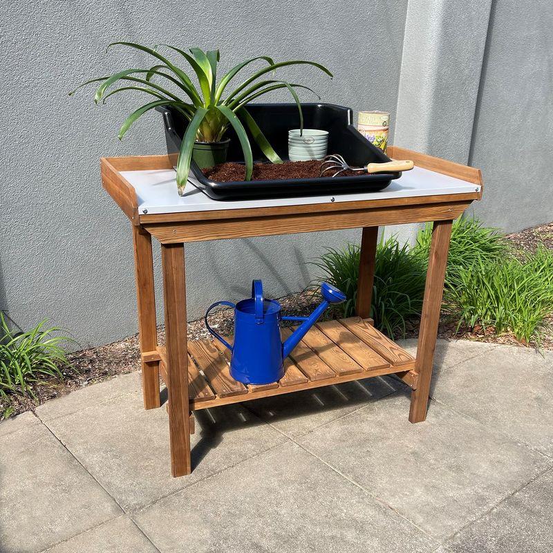 Tierra Garden Gardener's Table with Tin Surface