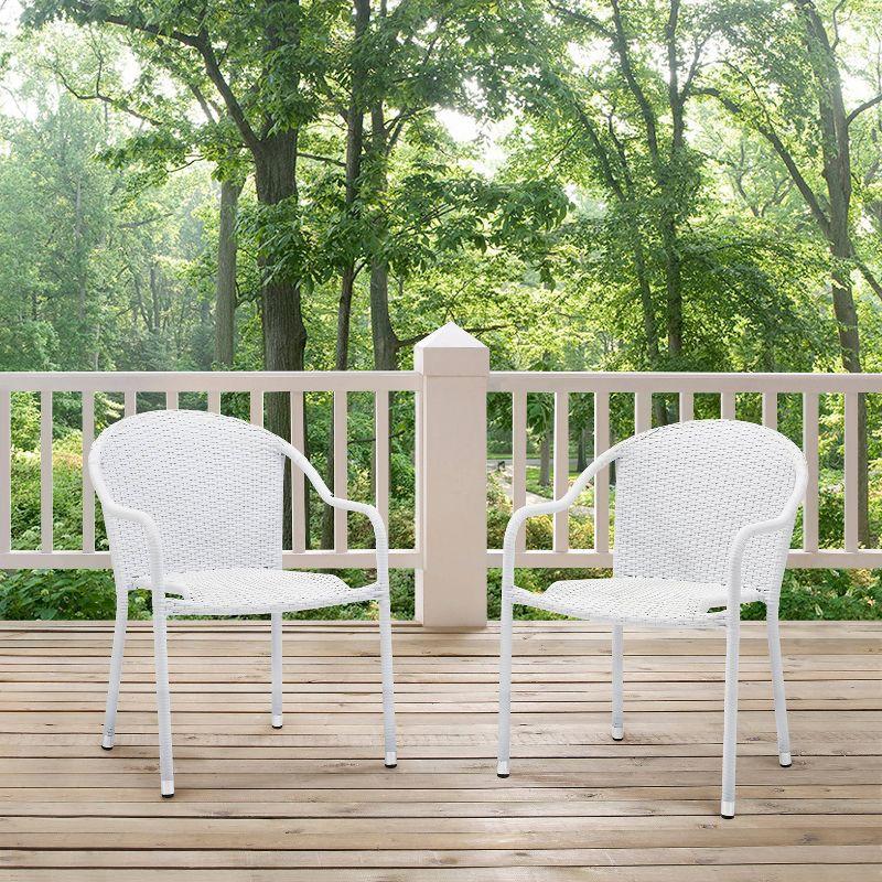 Palm Harbor 2pc Outdoor Wicker Stackable Chairs: UV & Weather-Resistant Steel Frame - Crosley