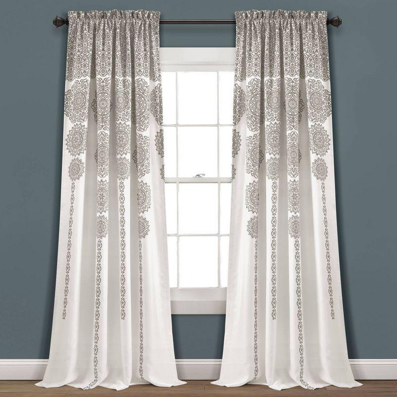 Lush Decor Stripe Medallion Polyester Room Darkening Curtain Pair (Set of 2)