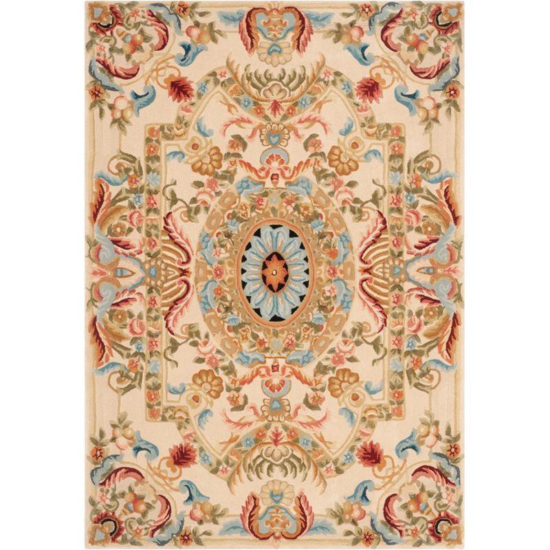 Elegant Sage & Beige Hand-Tufted Wool Rectangular Rug 4' x 6'