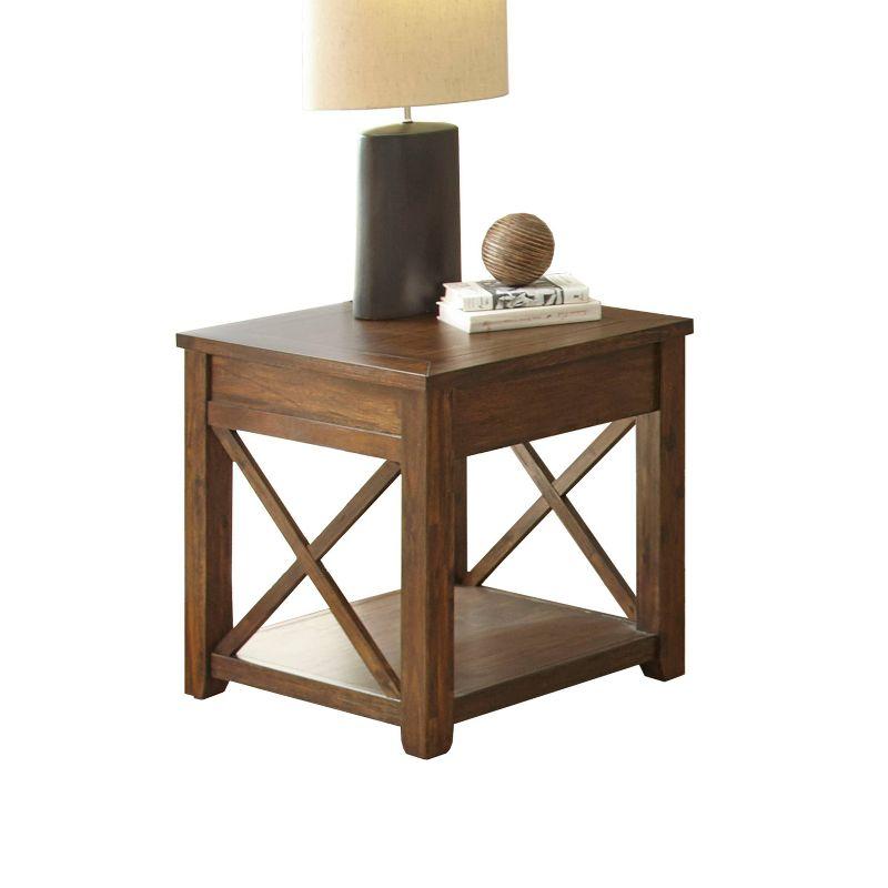 Lenka End Table Mocha - Steve Silver Co.: Rustic Square Design, Hardwood Frame, Veneer Top with Shelf