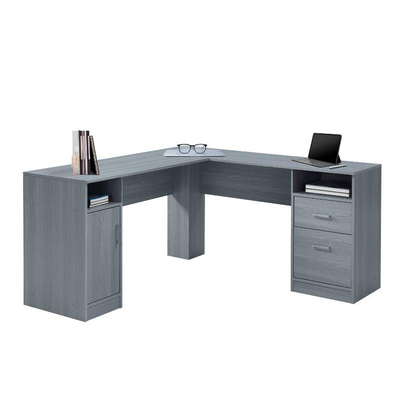 Functional L Shaped Desk with Storage Gray - Techni Mobili