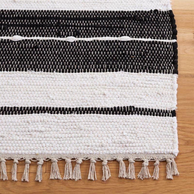 Striped Kilim STK200 Hand Woven Area Rug - Black/Ivory - 6'x6' - Safavieh.