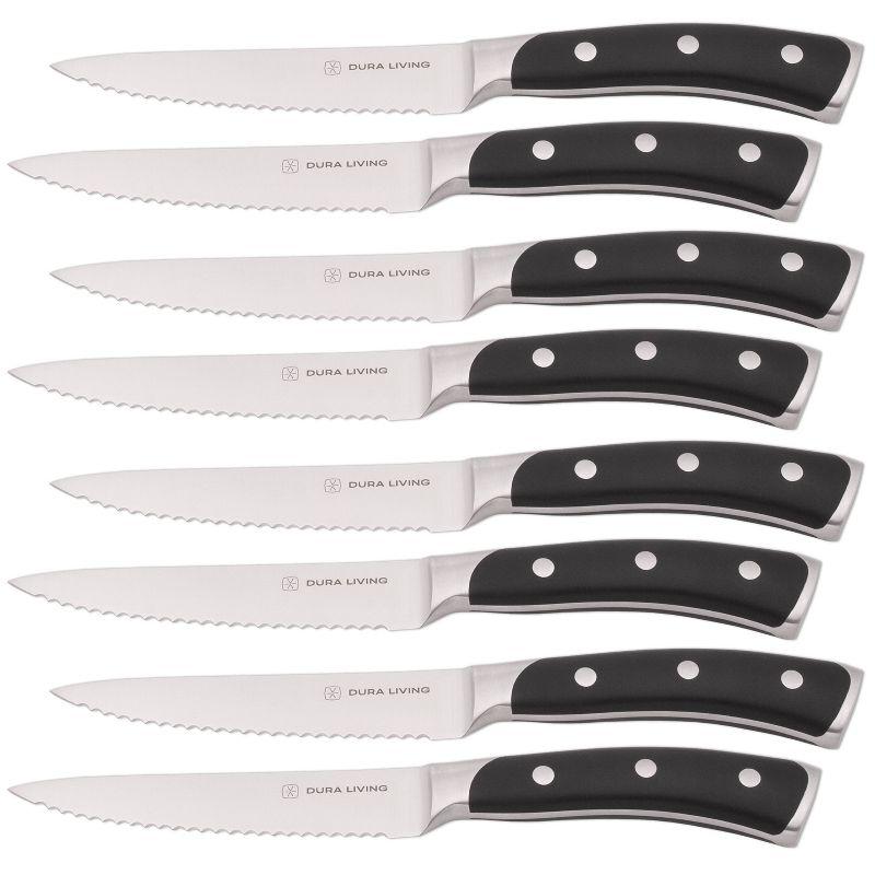 Dura Culina® Elite Series 8 Piece Stainless Steel Steak Knife Set, Black