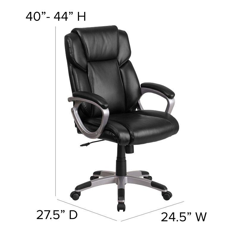 Flash Furniture Mid-Back Black LeatherSoft Executive Swivel Office Chair with Padded Arms