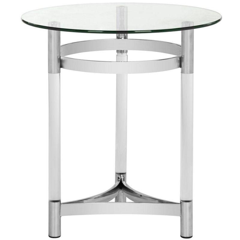 Letty 20" Transitional Silver Metal & Glass Round End Table