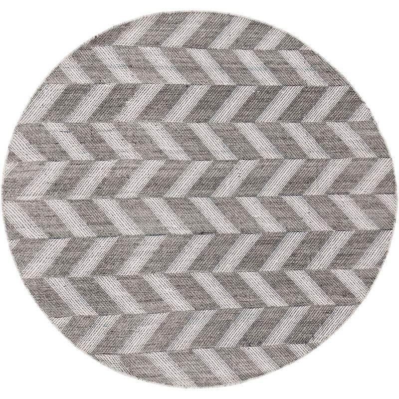 Bohemian Nomad Gray Wool 6' Round Handwoven Area Rug