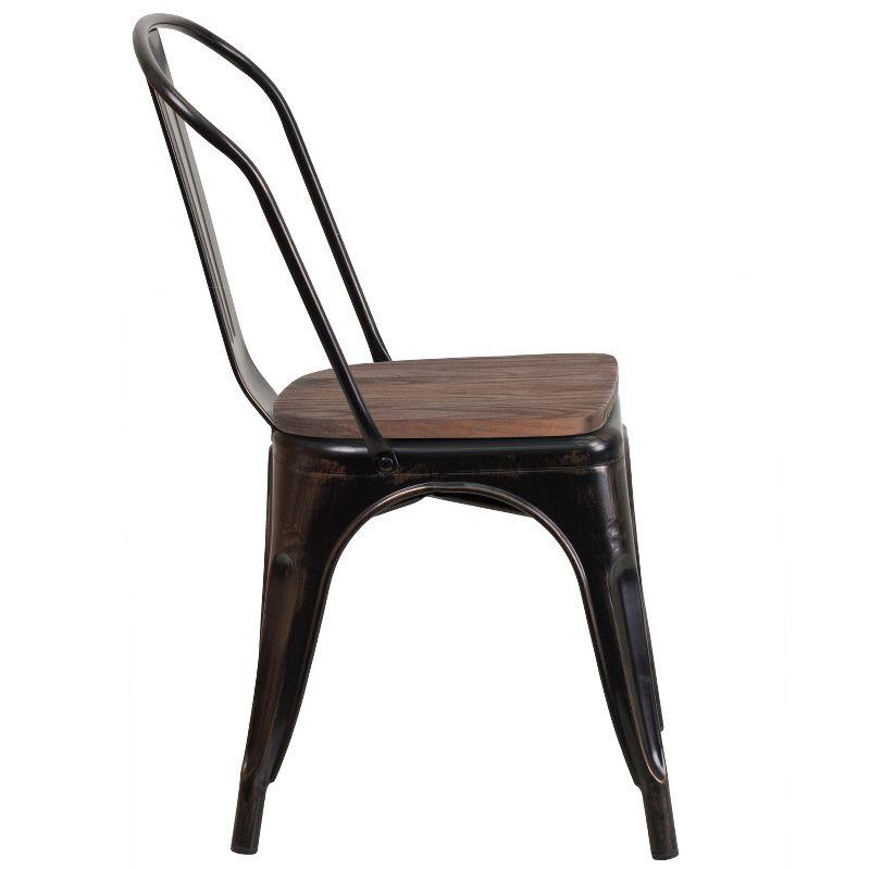 Flash Furniture Metal Stackable Chair with Wood Seat