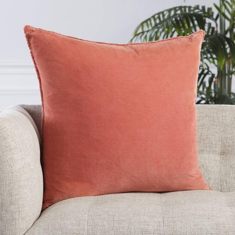 26"x26" Oversized Sunbury Poly Filled Square Throw Pillow Pink - Jaipur Living: Fringe-Trimmed, Cotton Knit, Zipper Closure