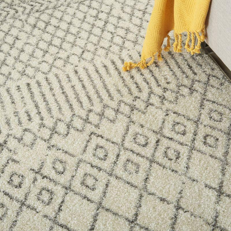 Scandinavian Geometric Soft-Feel Gray Synthetic 5'3" x 7'3" Area Rug