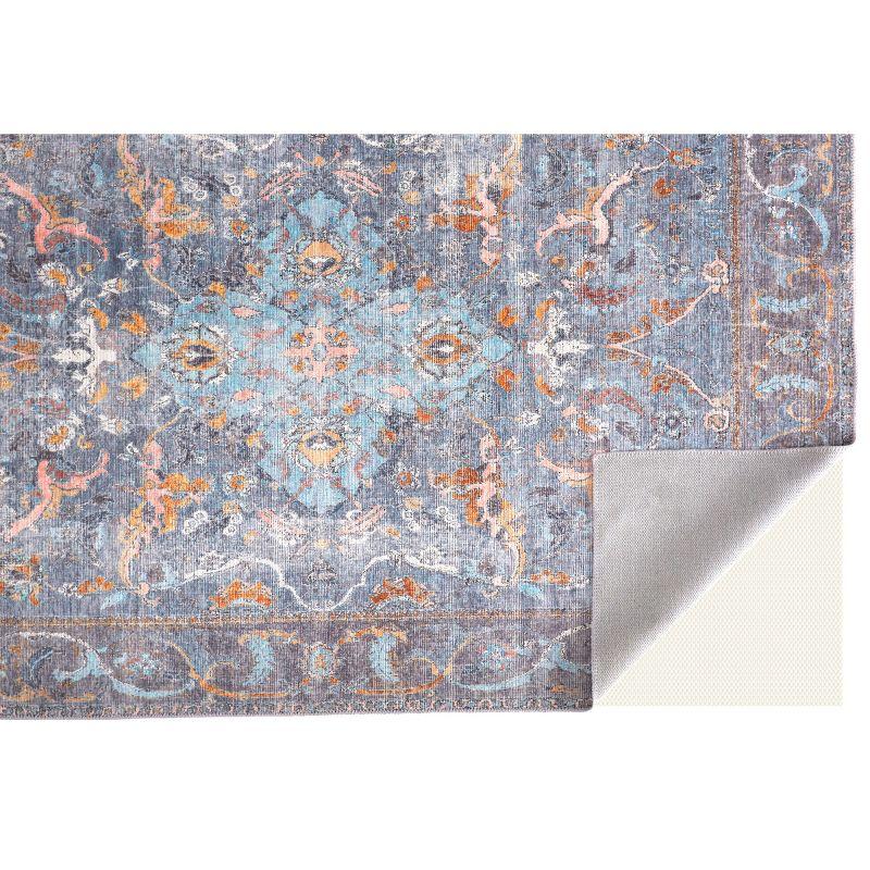 Percy Transitional Medallion Blue/Gray/Orange Area Rug