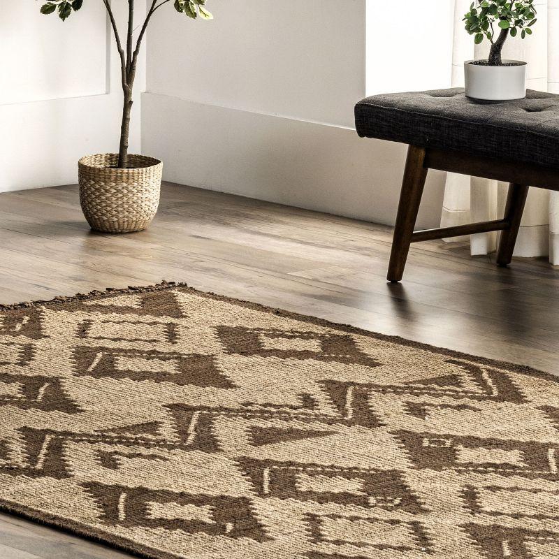 Bohemian Diamond 5' x 8' Natural Leather and Jute Area Rug