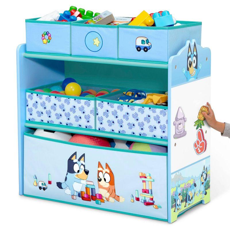 Delta Children Bluey 6 Bin Design and Store Toy Storage Organizer - Greenguard Gold Certified - Blue