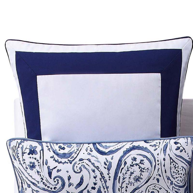 Navy and White Cotton Euro Pillow Sham