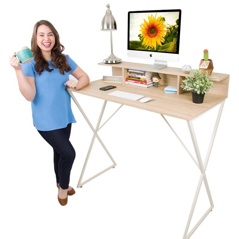 Stand Steady Solid Wood Top Metal Base Standing Desk