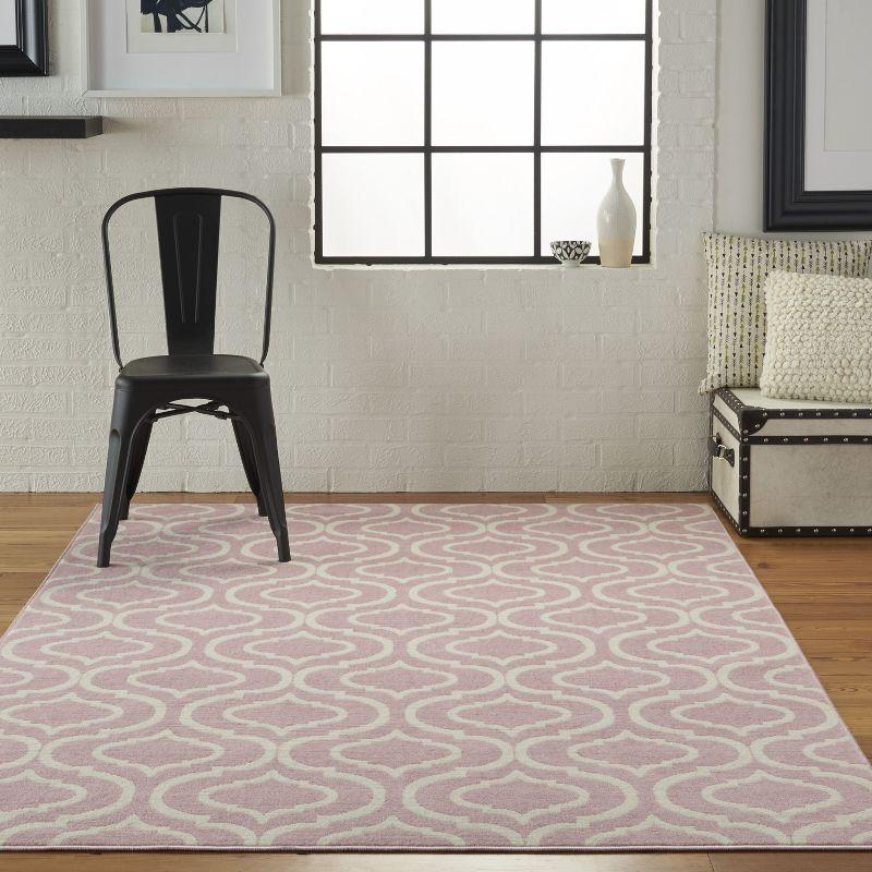 Nourison Jubilant 6' x 9' Pink Indoor Area Rug Moroccan Casual Trellis by Nourison