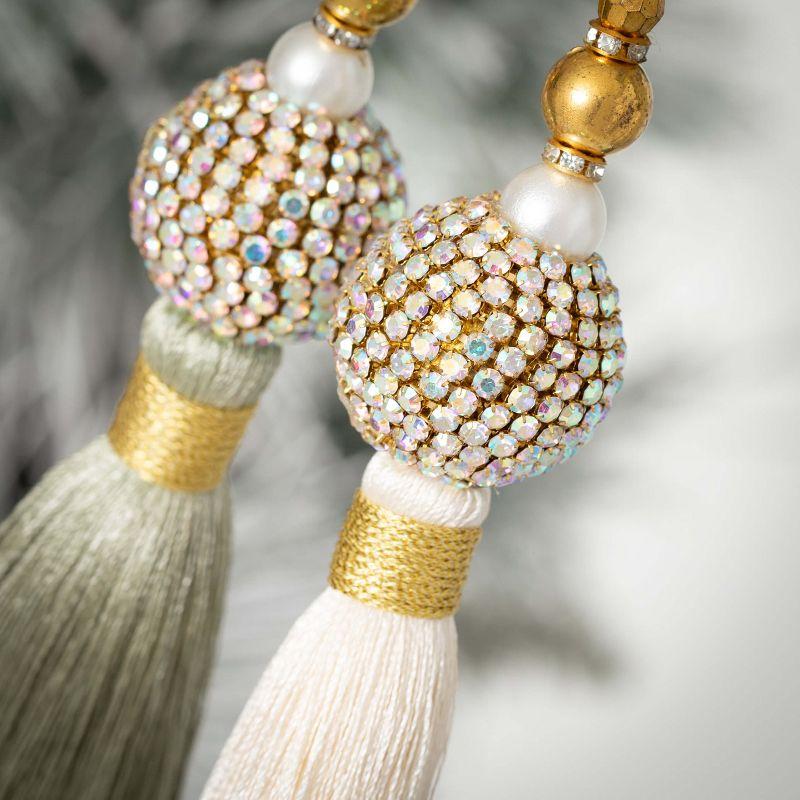 7.5"H Sullivans Christmas Gem Pearl Tassel Ornament Set of 2  Multicolor