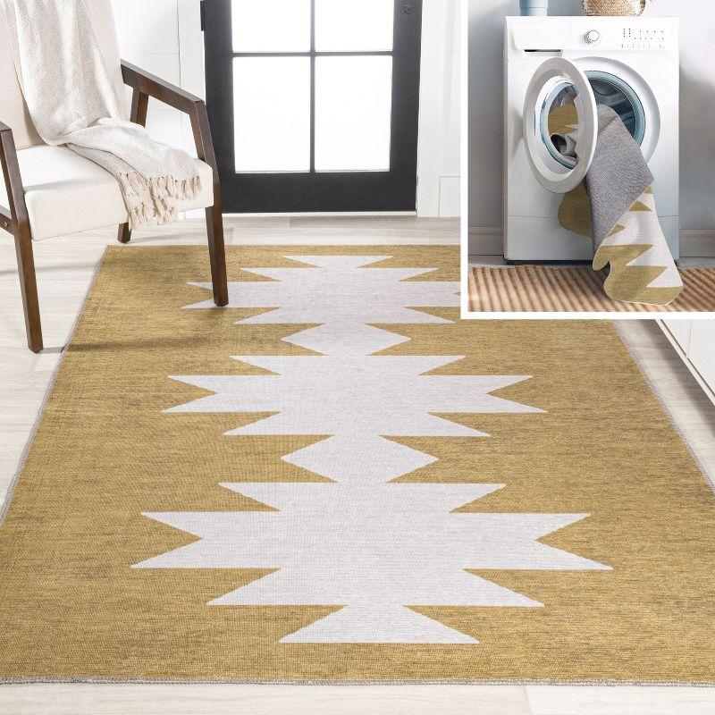 Ivory Moss Minimalist Geometric Synthetic Area Rug