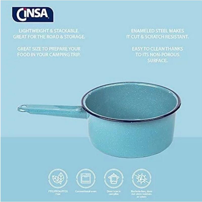 2-Quart Saucepan - Enamel on Steel Durable Non-Stick Cookware for Indoor & Outdoor Cooking - Dishwasher Safe, Non-Porous (Turquoise Blue)