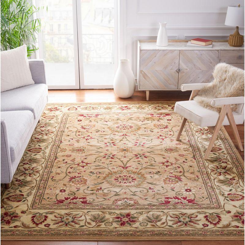 Ivory and Beige Floral Tufted Rectangular Area Rug, 8' x 11'