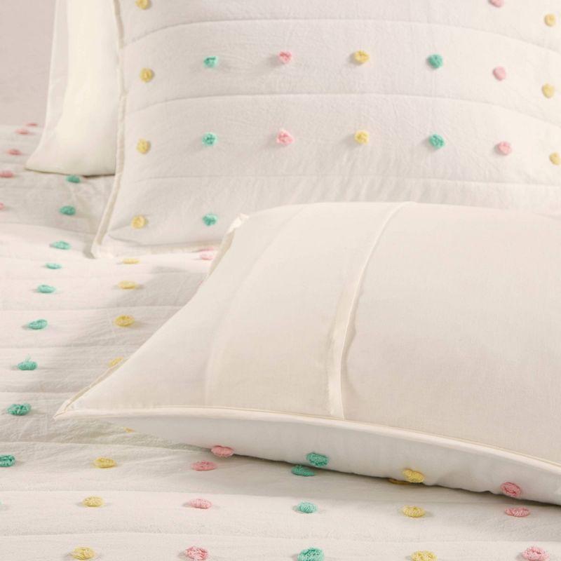 Callie Pom Pom Cotton Jacquard Quilt Set with Throw Pillows