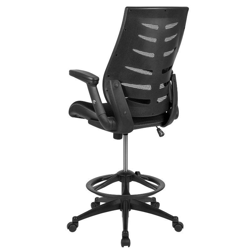 High Back Black Mesh Ergonomic Drafting Chair with Adjustable Arms