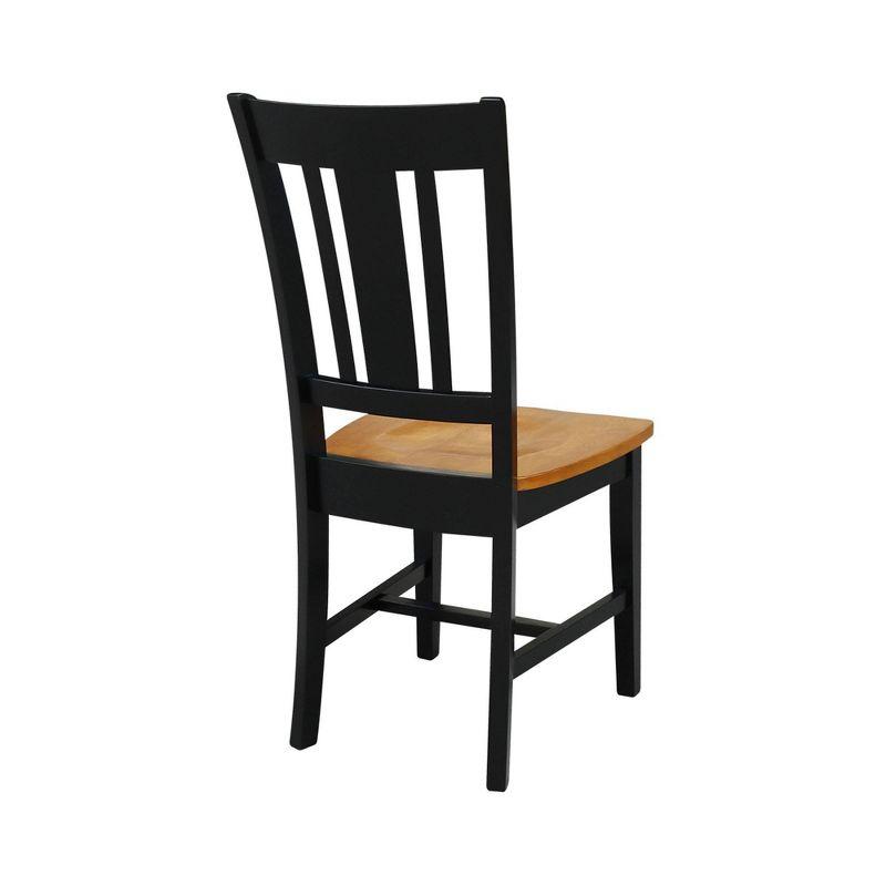 Elegant Slat-Back Side Chair Set in Black and Cherry Wood