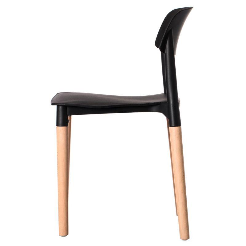 Fabulaxe Modern Plastic Dining Chair Open Back with Beech Wood Legs