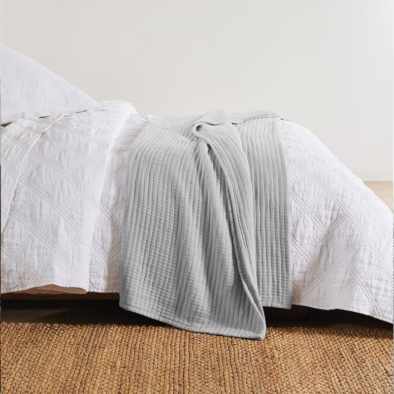Luxurious Gray Mist King Cotton Gauze Reversible Quilt Set
