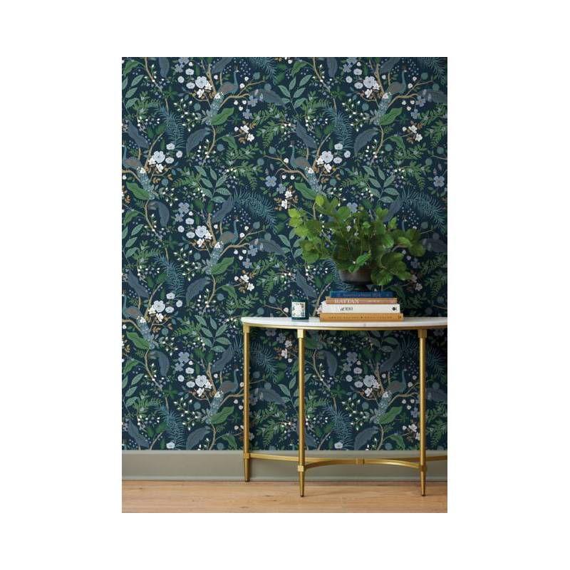 Peacock Garden Navy Peel and Stick Wallpaper